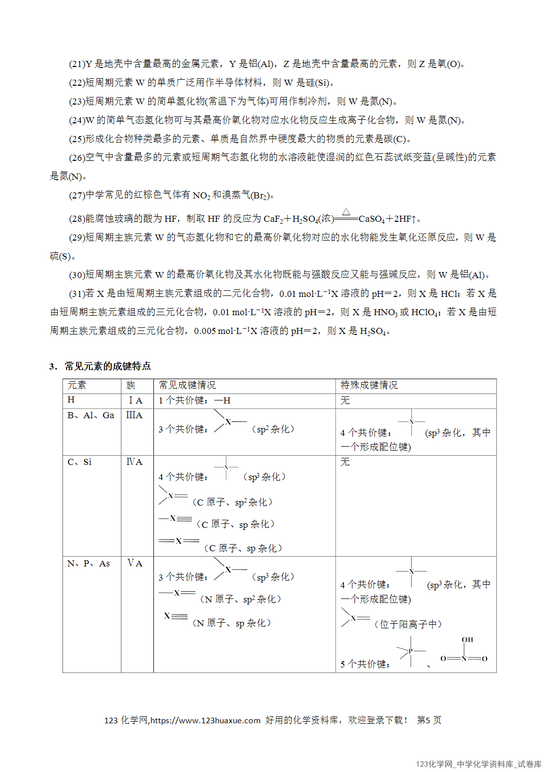 清单08元素的综合推断知识·方法·能力清单教师版-5 【学案+练习】2026年高考化学二轮复习知识·方法·能力清单08元素的综合推断教师版