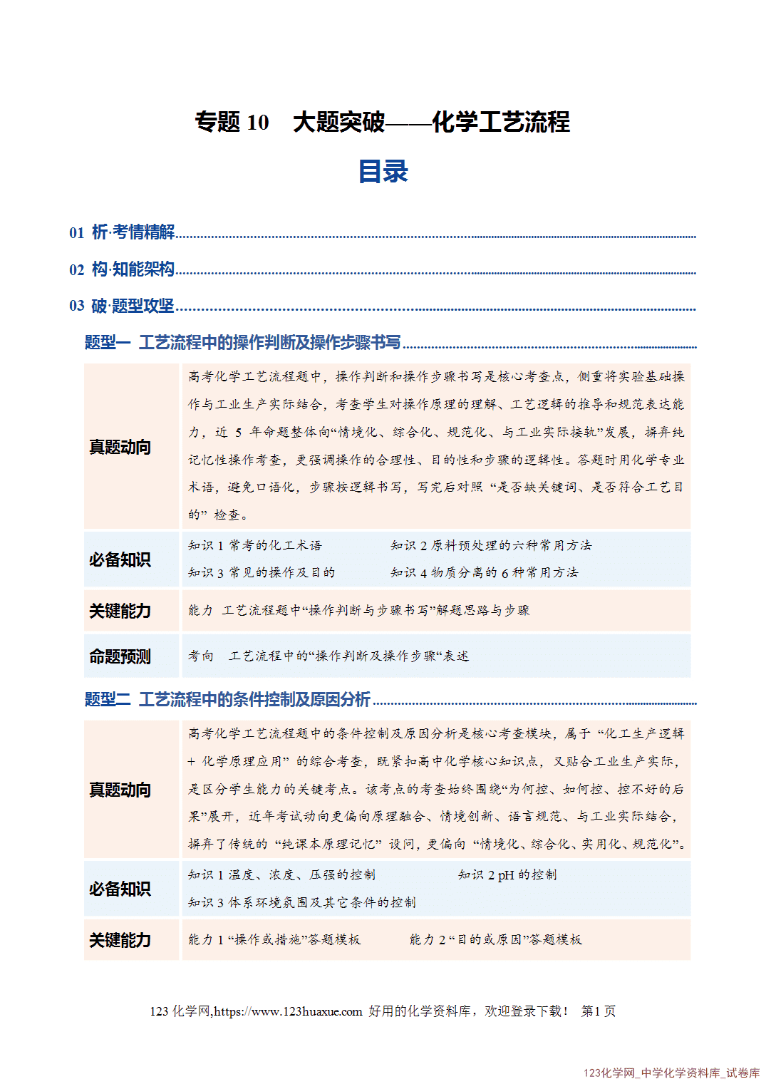 【学案+练习】2026年高考化学二轮复习学案讲义专题10大题突破——化学工艺流程教师版-1 【学案+练习】2026年高考化学二轮复习学案讲义专题10大题突破——化学工艺流程教师版+学生版