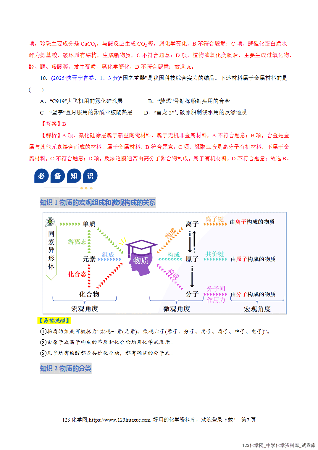 【学案+练习】2026年高考化学二轮复习学案讲义专题01物质的组成、分类、性质及变化教师版+学生版