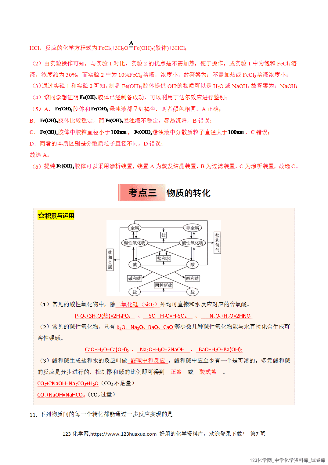title="2026年高一化学寒假衔接讲练③寒假提升练-专题01物质的分类及转化(教师版)-7"/ 2026年高一化学寒假衔接讲练③寒假提升练-专题01物质的分类及转化(教师版+学生版)
