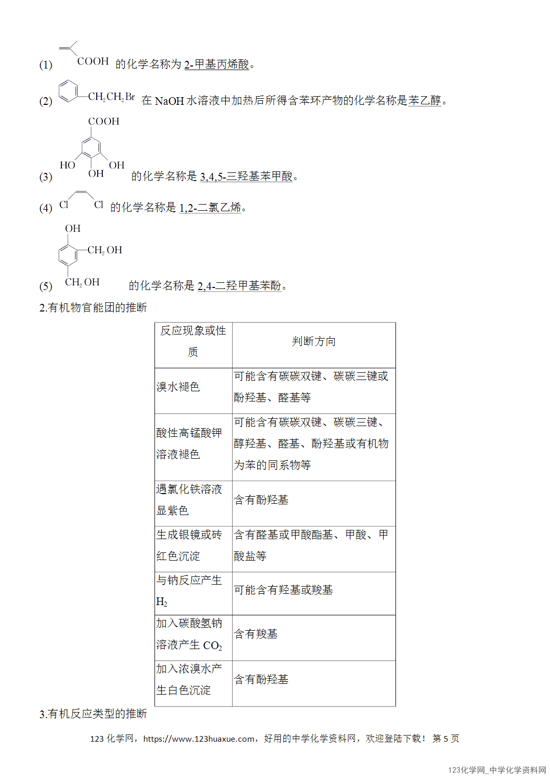 【精品练习】2026年高考化学二轮复习《有机化学》题型突破1含官能团有机物的命名与反应类型推断word版含答案-5 【精品练习】2026年高考化学二轮复习《有机化学》题型突破1含官能团有机物的命名与反应类型推断word版含答案
