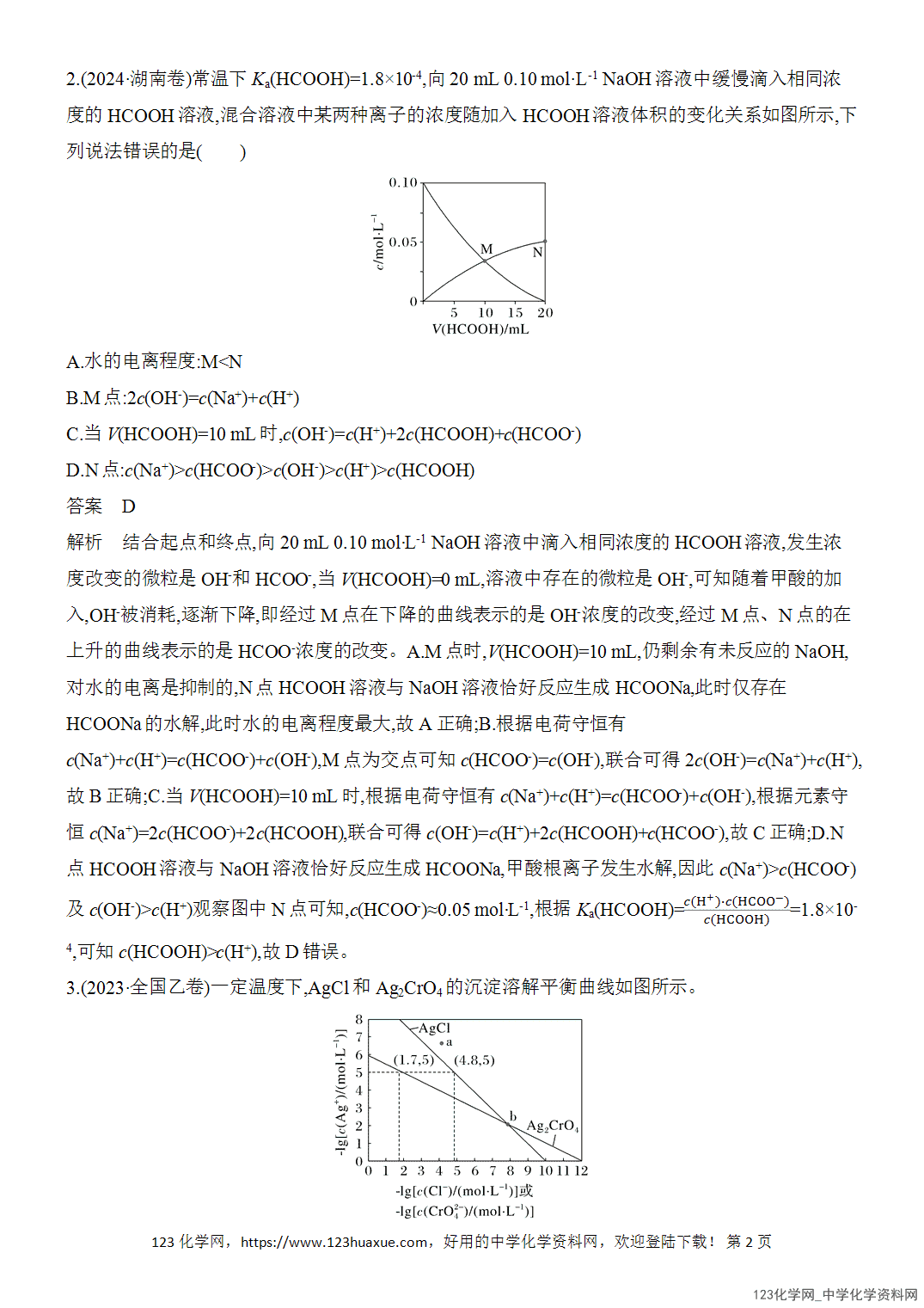 【精品练习】2026年高考化学二轮复习《水溶液中的离子平衡》题型突破3电解质溶液图像分析word版含答案