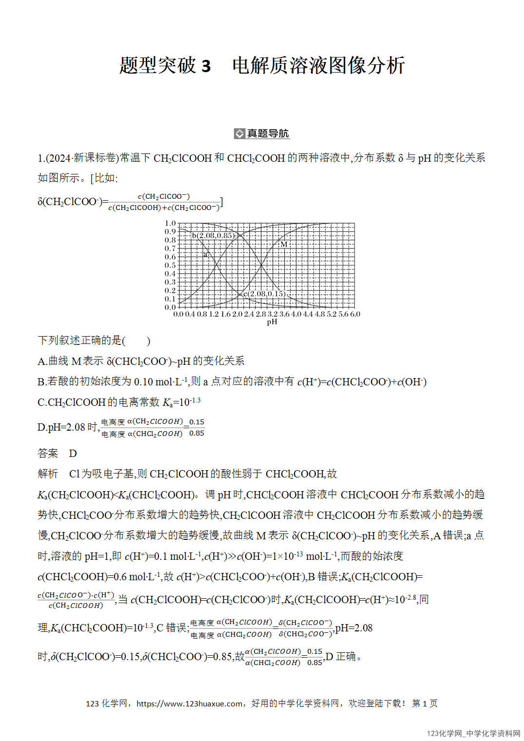 【精品练习】2026年高考化学二轮复习《水溶液中的离子平衡》题型突破3电解质溶液图像分析word版含答案