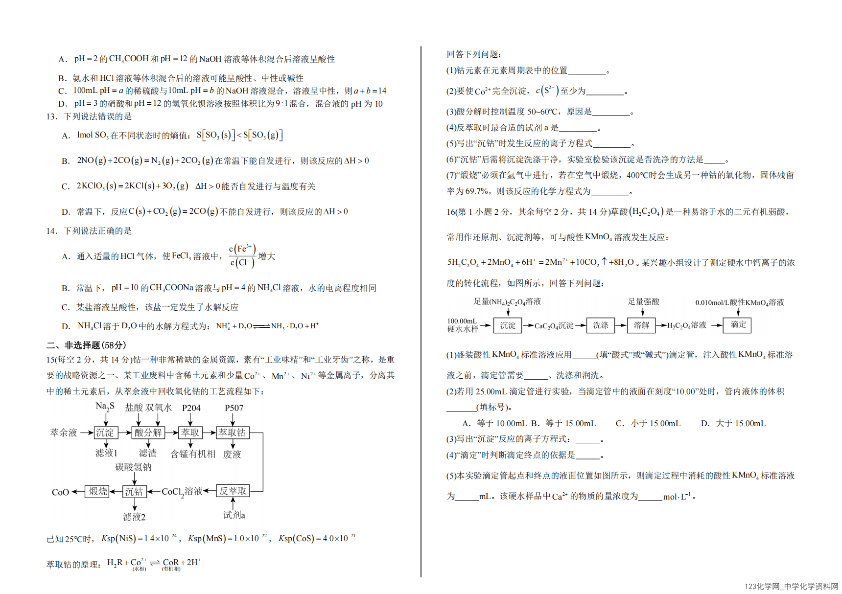 河北省邯郸市大名县第一中学2024-2025学年高二下学期2025年2月开学考试化学试卷含答案