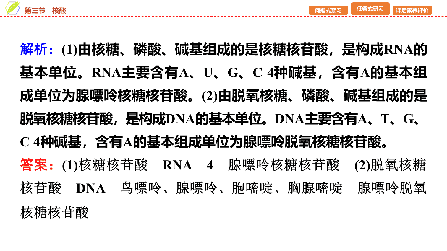 【课件】2026年春湖北省长江作业本高中化学人教版《有机化学基础》18 第四章第三节核酸