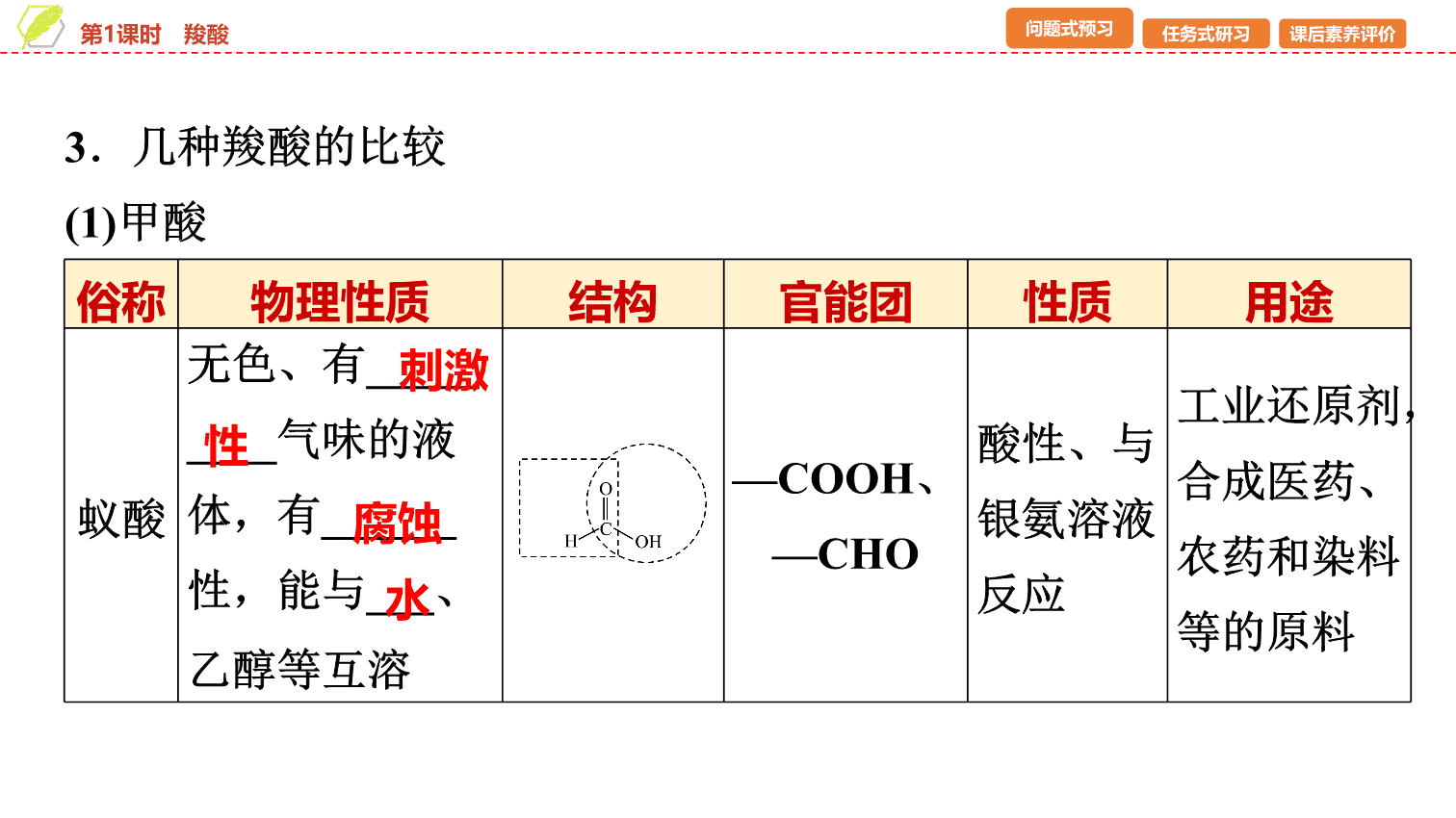 【课件】2026年春湖北省长江作业本高中化学人教版《有机化学基础》12 第三章第四节第1课时羧酸