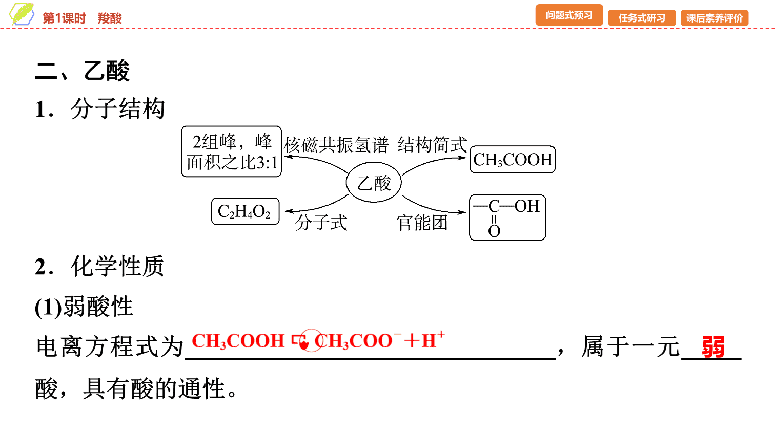 【课件】2026年春湖北省长江作业本高中化学人教版《有机化学基础》12 第三章第四节第1课时羧酸