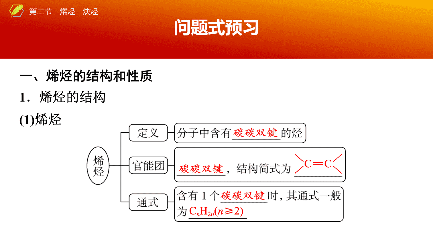 【课件】2026年春湖北省长江作业本高中化学人教版《有机化学基础》05 第二章第二节烯烃、炔烃