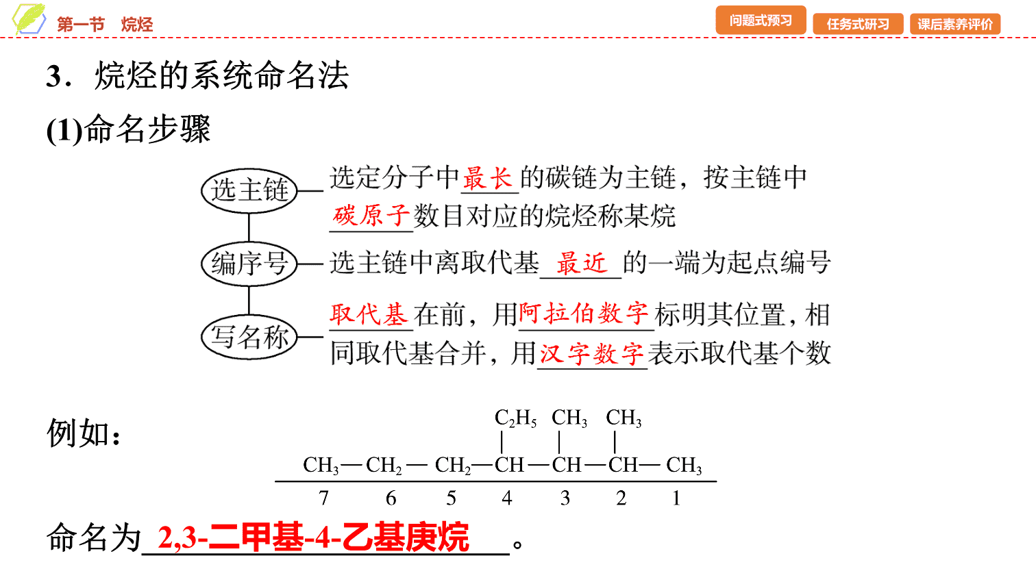 【课件】2026年春湖北省长江作业本高中化学人教版《有机化学基础》04 第二章第一节烷烃