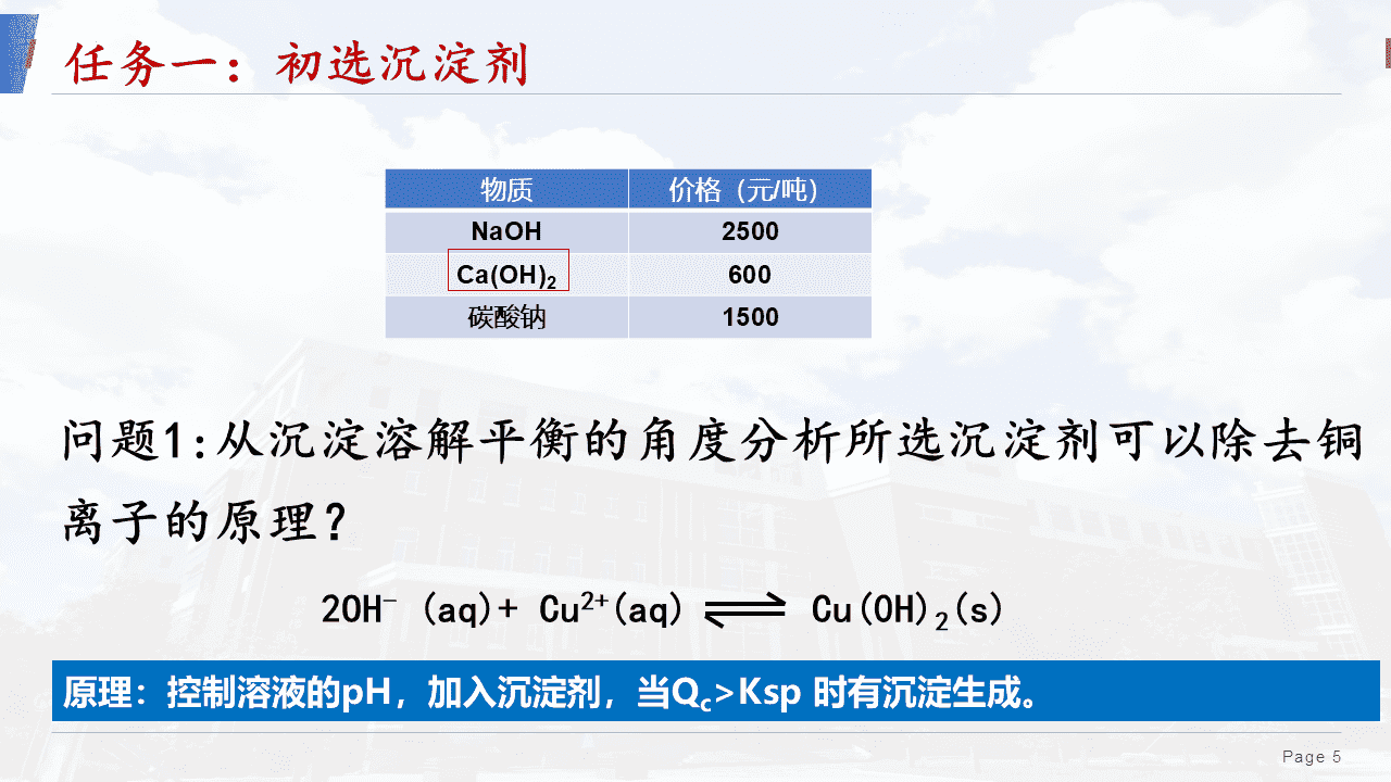 精品优质课件《沉淀溶解平衡——清“铜”有道 工业废水除铜方案设计与项目实践》