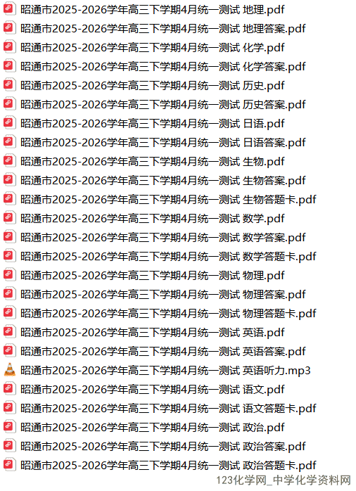 云南省昭通市2026年高三下学期4月统一模拟测试全科试卷含答案及听力