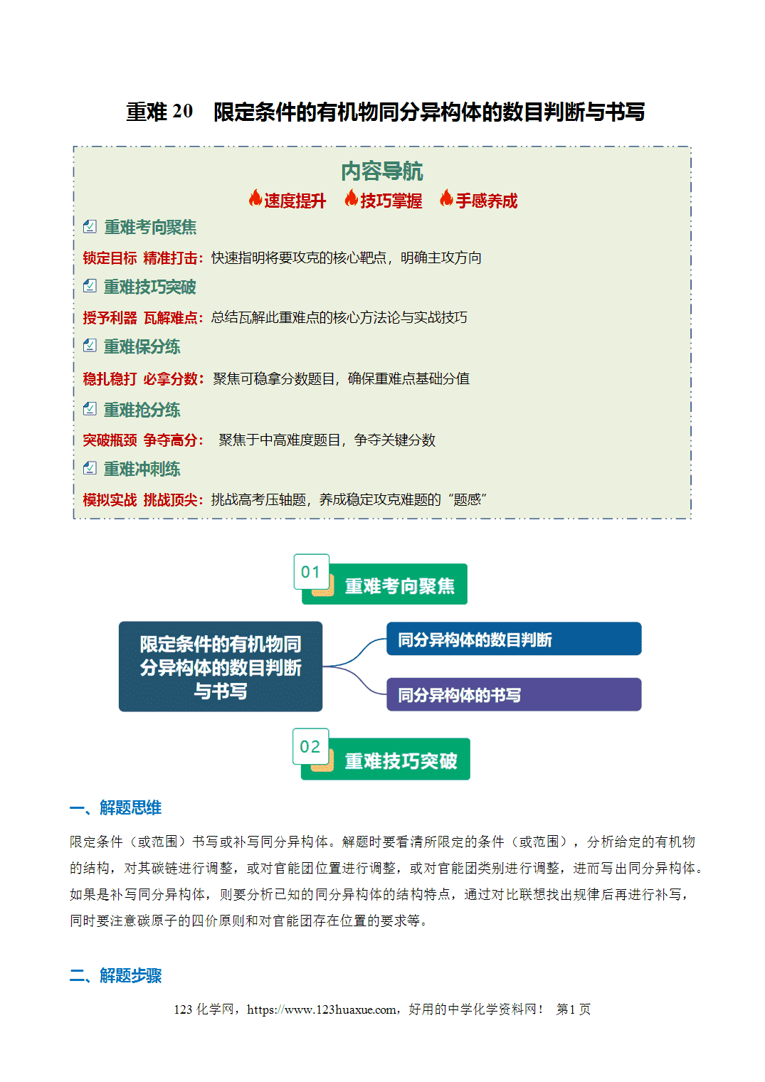 【学案+练习】2026年高考化学二轮复习重难点练习20限定条件的有机物同分异构体的数目判断与书写专练全国通用解析版