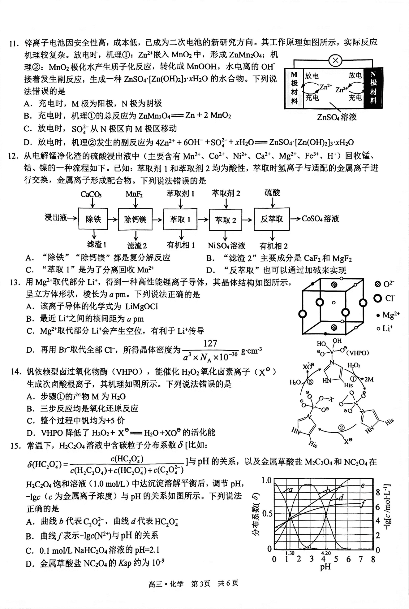 四川省泸州市2026年4月高三年级质量监测试题(4.20-4.22)  化学试卷含答案