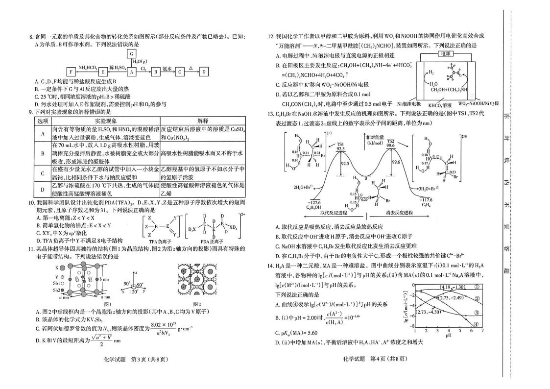 山西省太原市2026年4月高三年级模拟考试（太原二模）化学试卷含答案