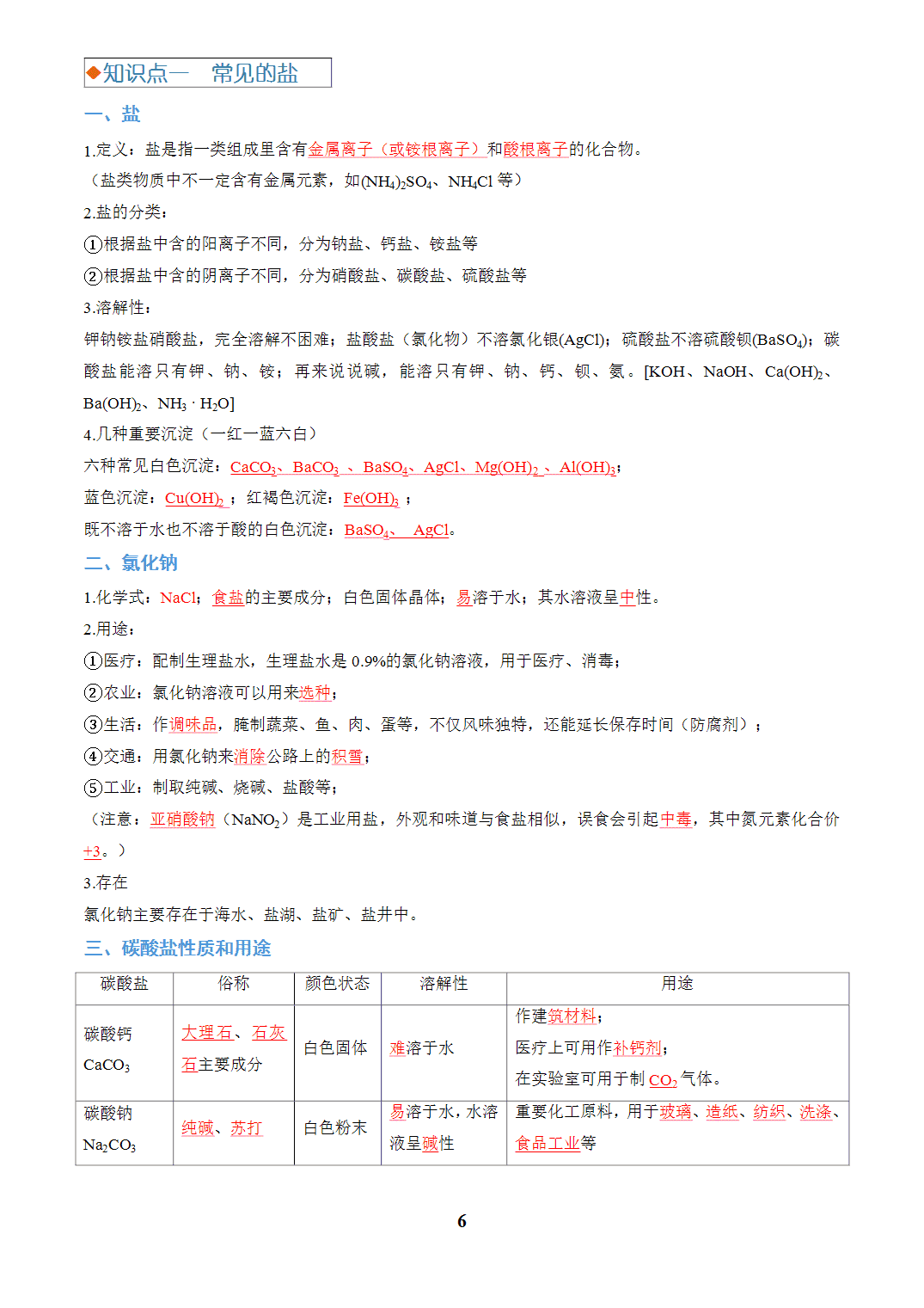 【学案+练习】2026年中考化学复习全国通用专题07 盐和化肥（教师版+学生版）