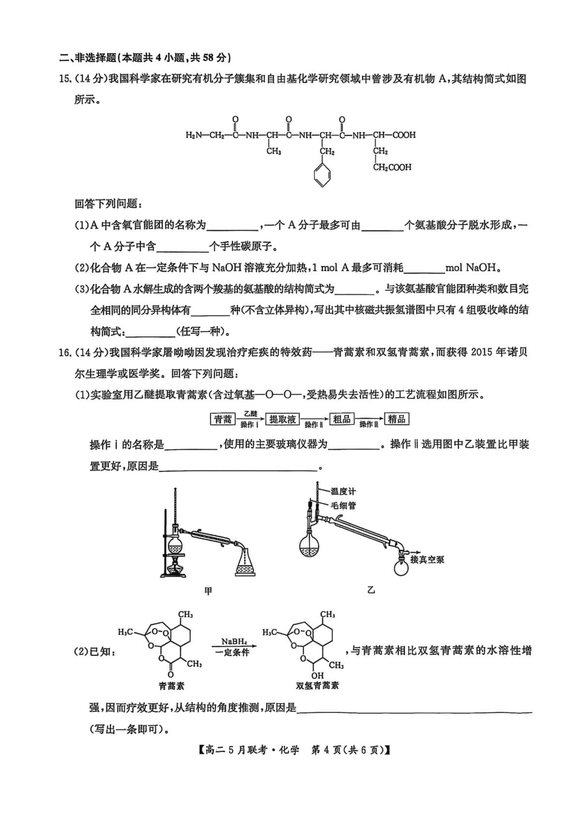 河南省洛阳市强基联盟2025年高二下学期5月月考化学试卷含答案