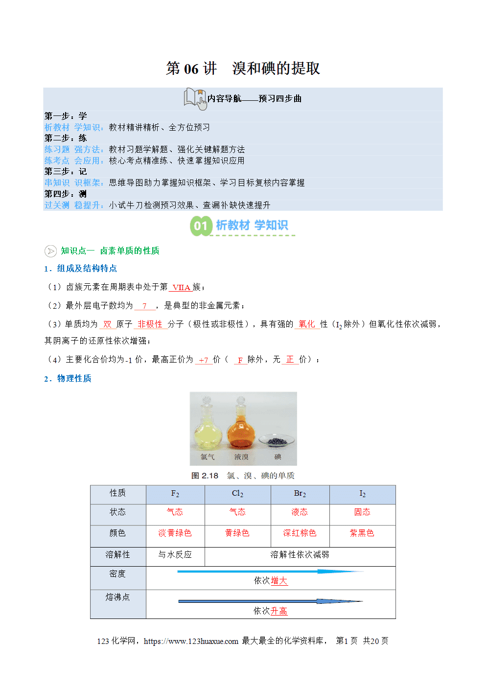 2025年新高一化学暑假提升学案沪科版必修第一册第06讲  溴和碘的提取（解析版）