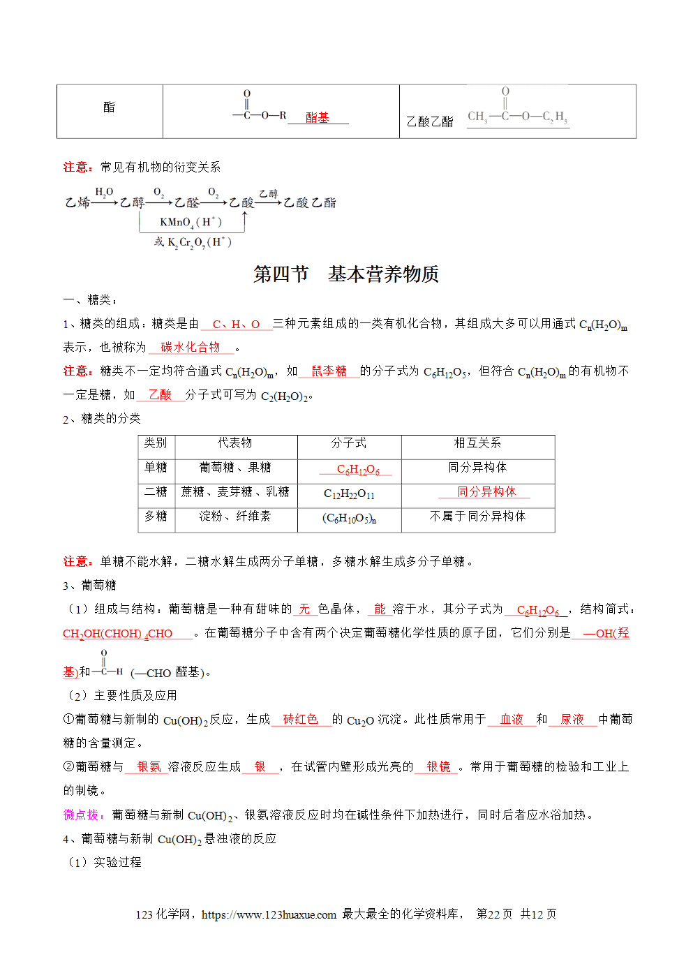 【知识手册】高中化学必背章节知识清单必修第2册第7章有机化合物教师版-9