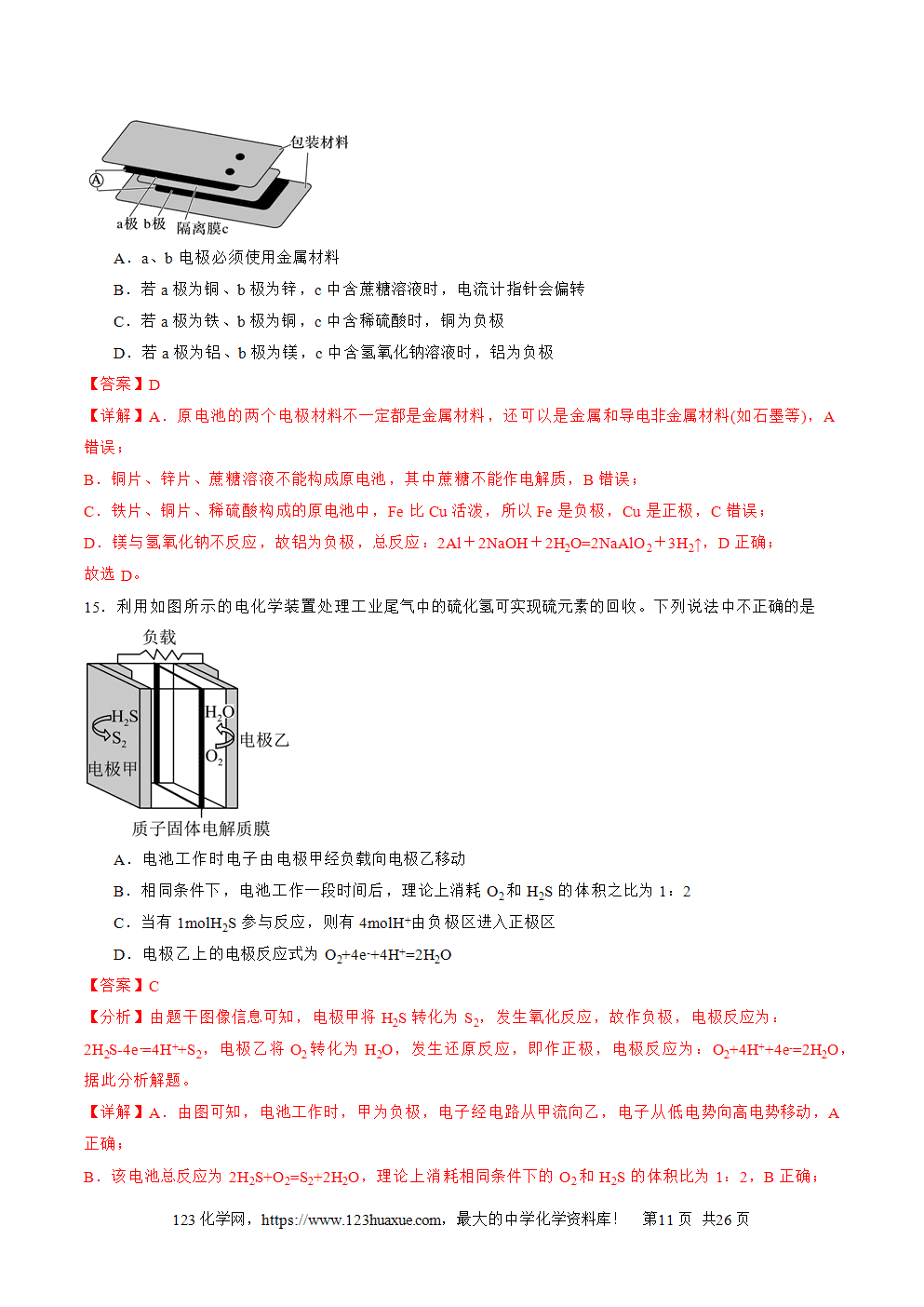 2025年高二升高三化学暑假作业16原电池新型电池解析版