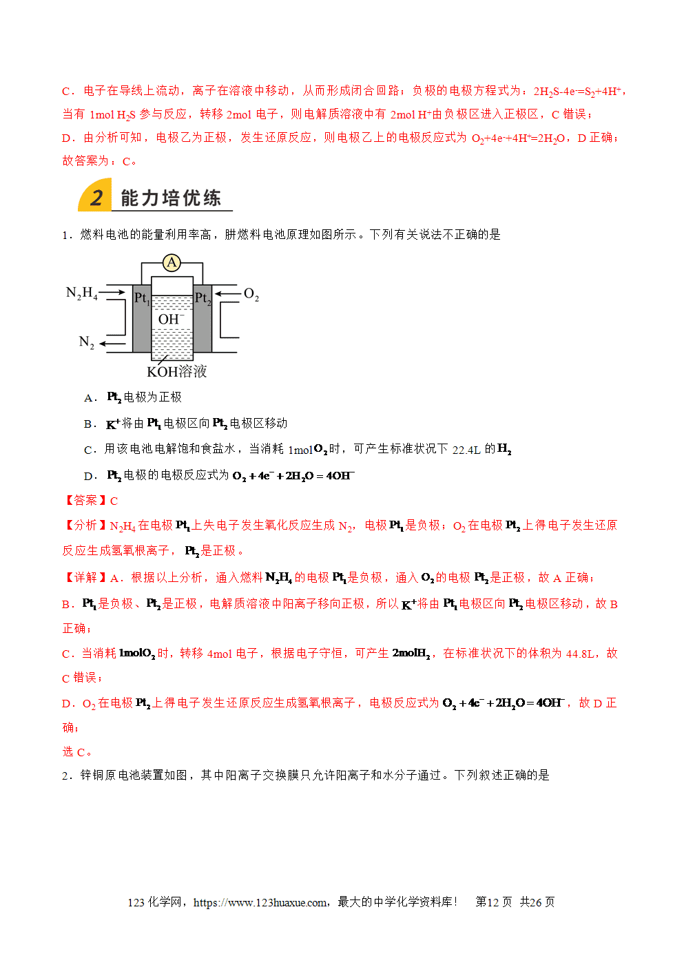 2025年高二升高三化学暑假作业16原电池新型电池解析版