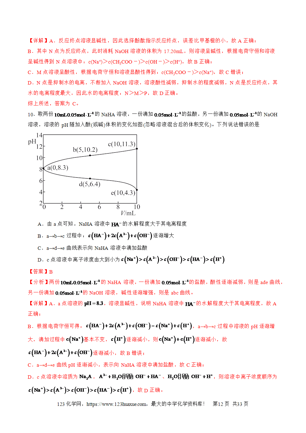 2025年高二升高三化学暑假作业15水溶液中的离子平衡图像分析解析版