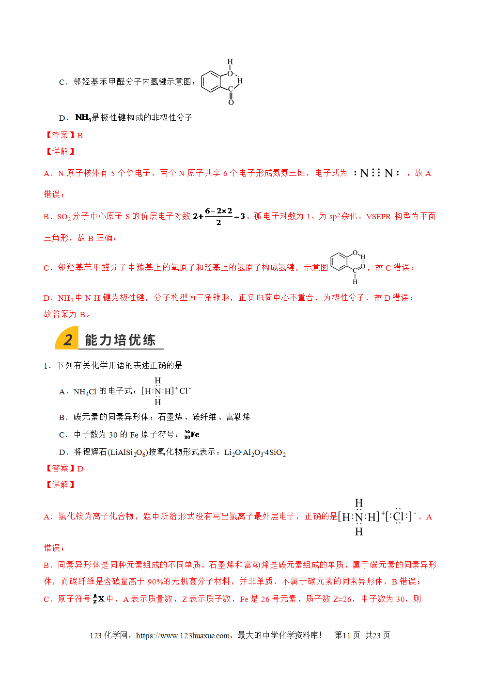 2025年高二升高三化学暑假作业02化学用语解析版-11