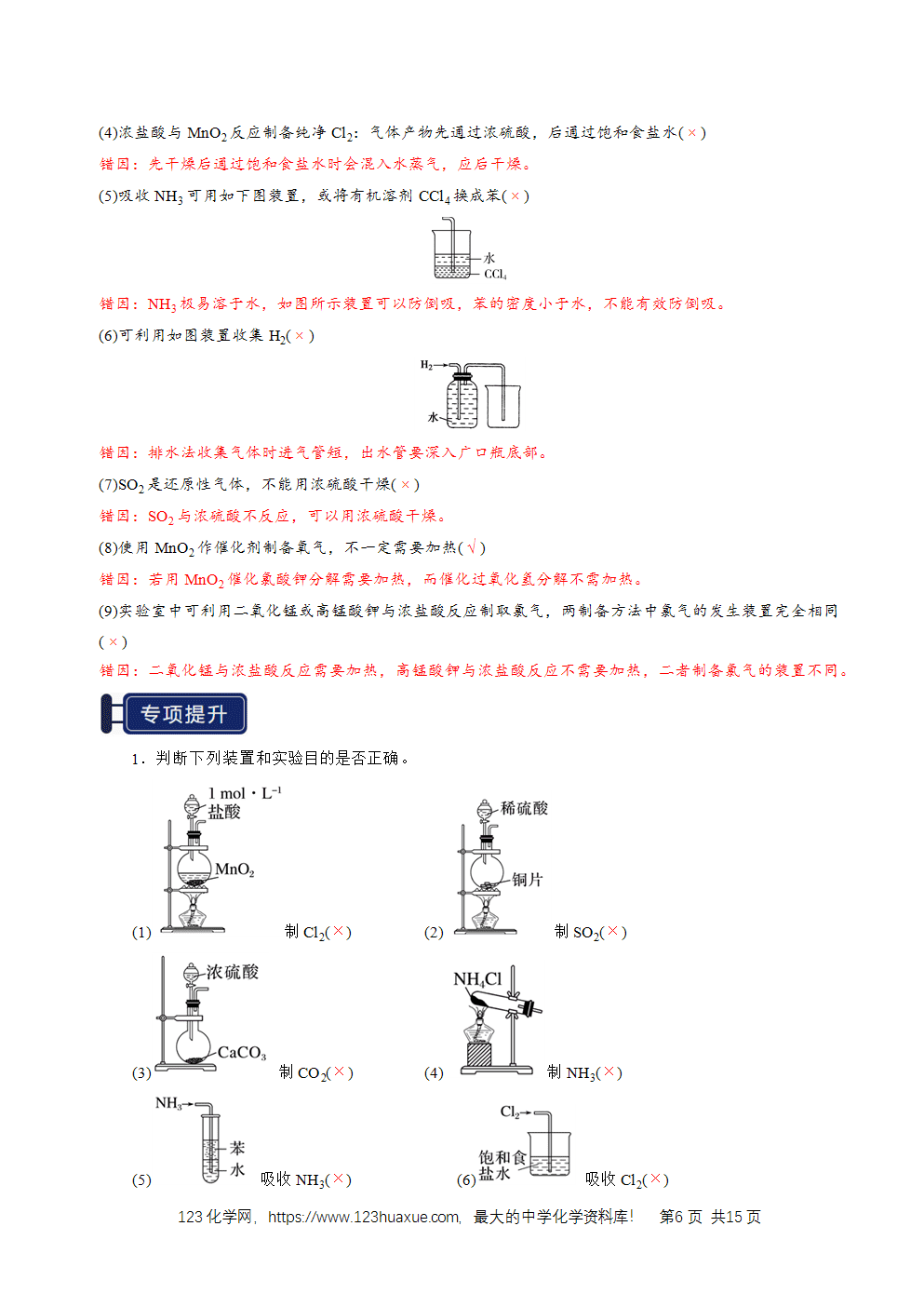 2026高考化学一轮复习学案基础知识清单32常见物质的制备教师版
