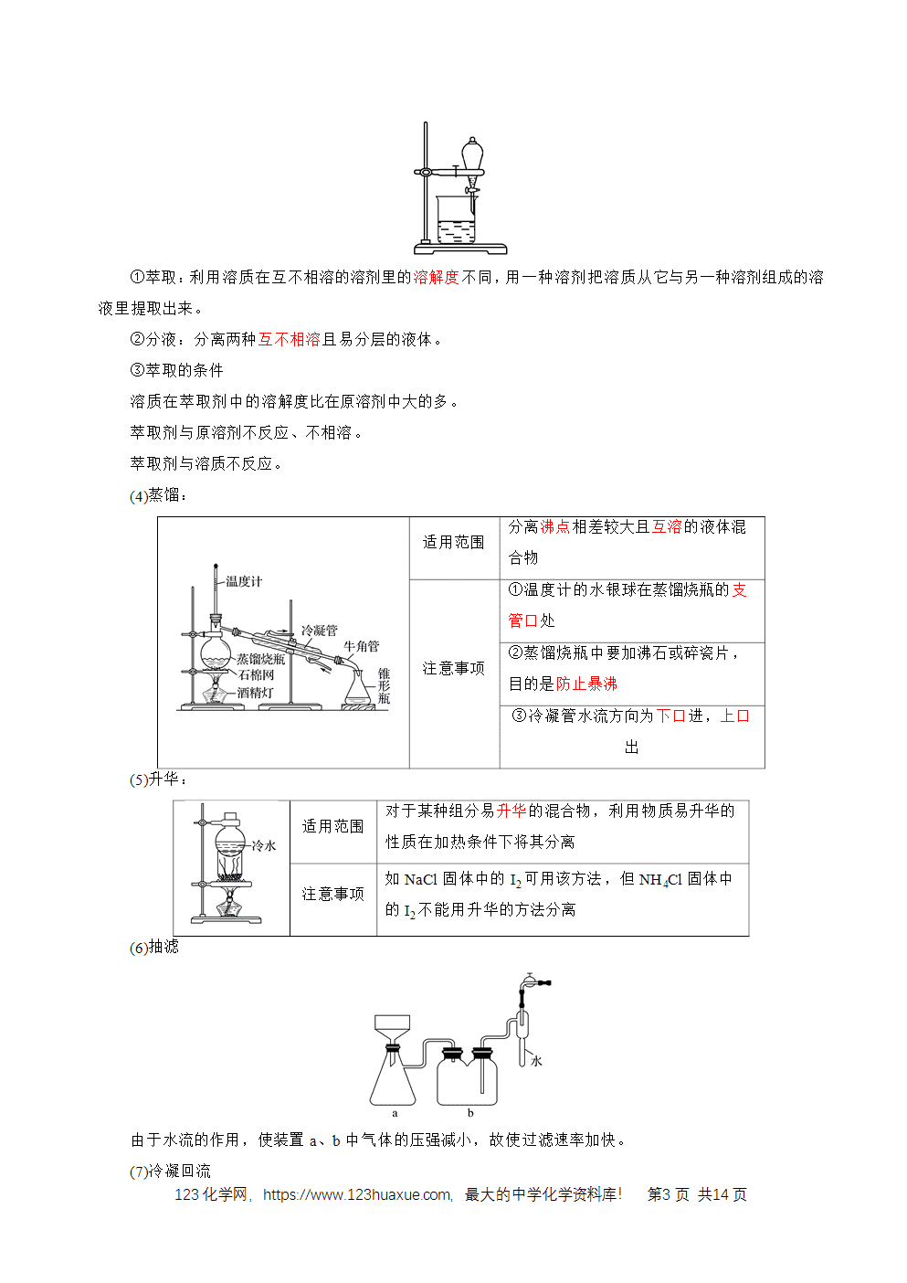 2026高考化学一轮复习学案基础知识清单31物质的分离、提纯与鉴别教师版