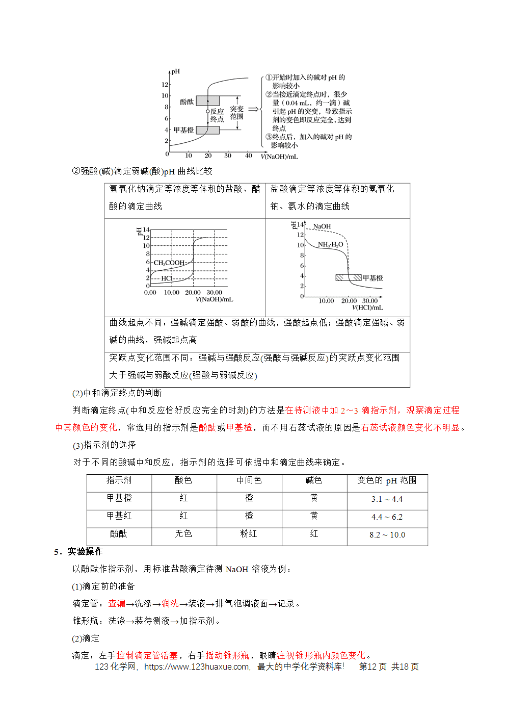 2026高考化学一轮复习学案基础知识清单22水的电离及溶液的pH教师版