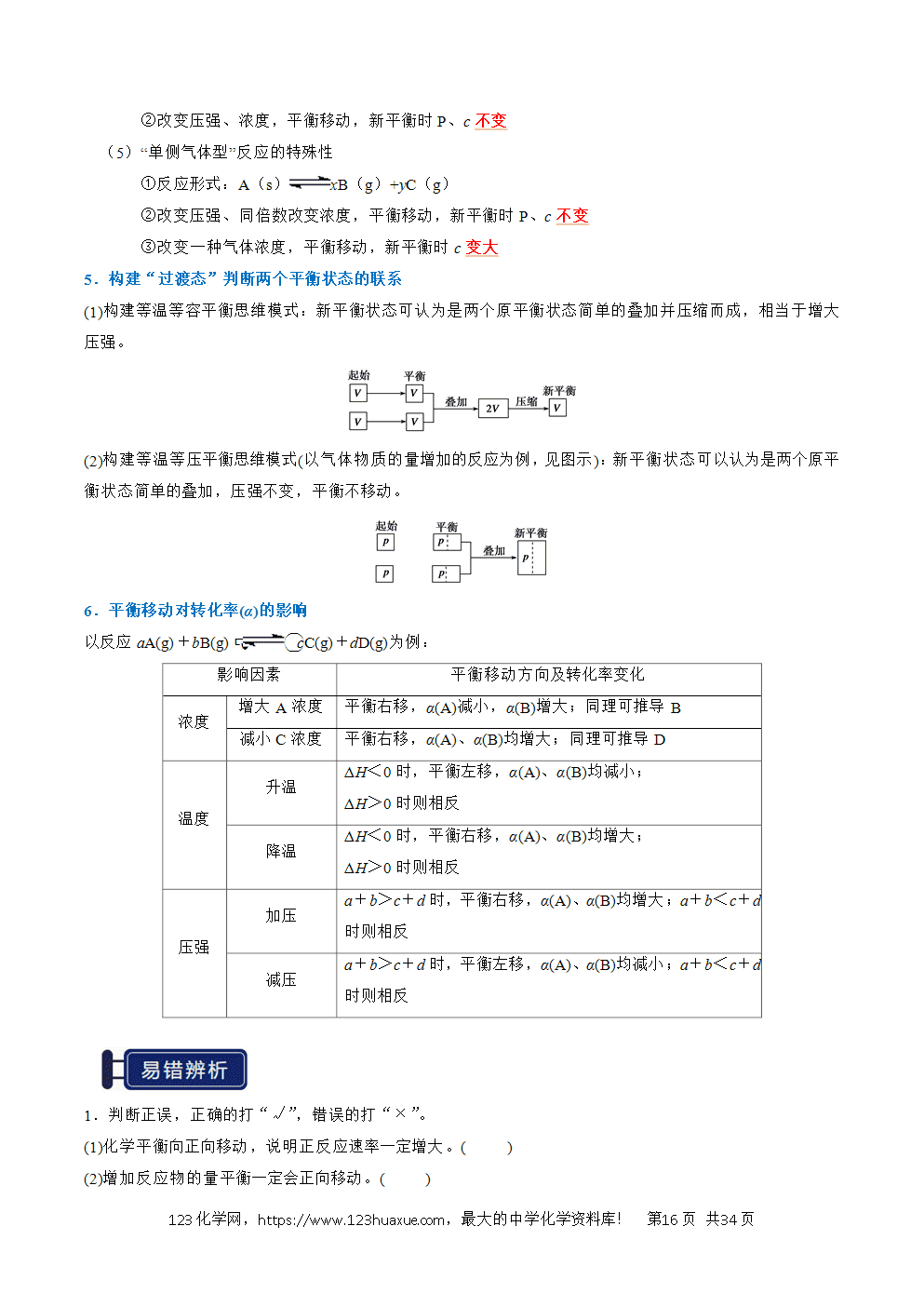2026高考化学一轮复习学案基础知识清单20化学反应速率与化学平衡教师版