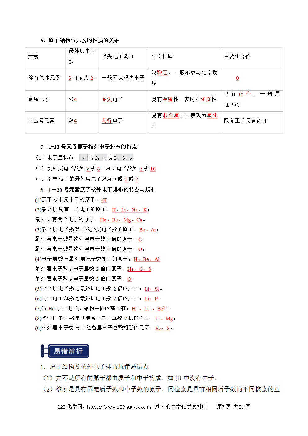 2026高考化学一轮复习学案基础知识清单13元素周期表、元素周期律教师版