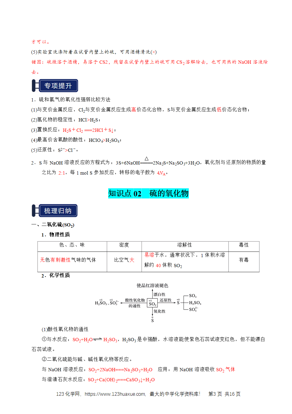 2026高考化学一轮复习学案基础知识清单10硫及其重要化合物教师版