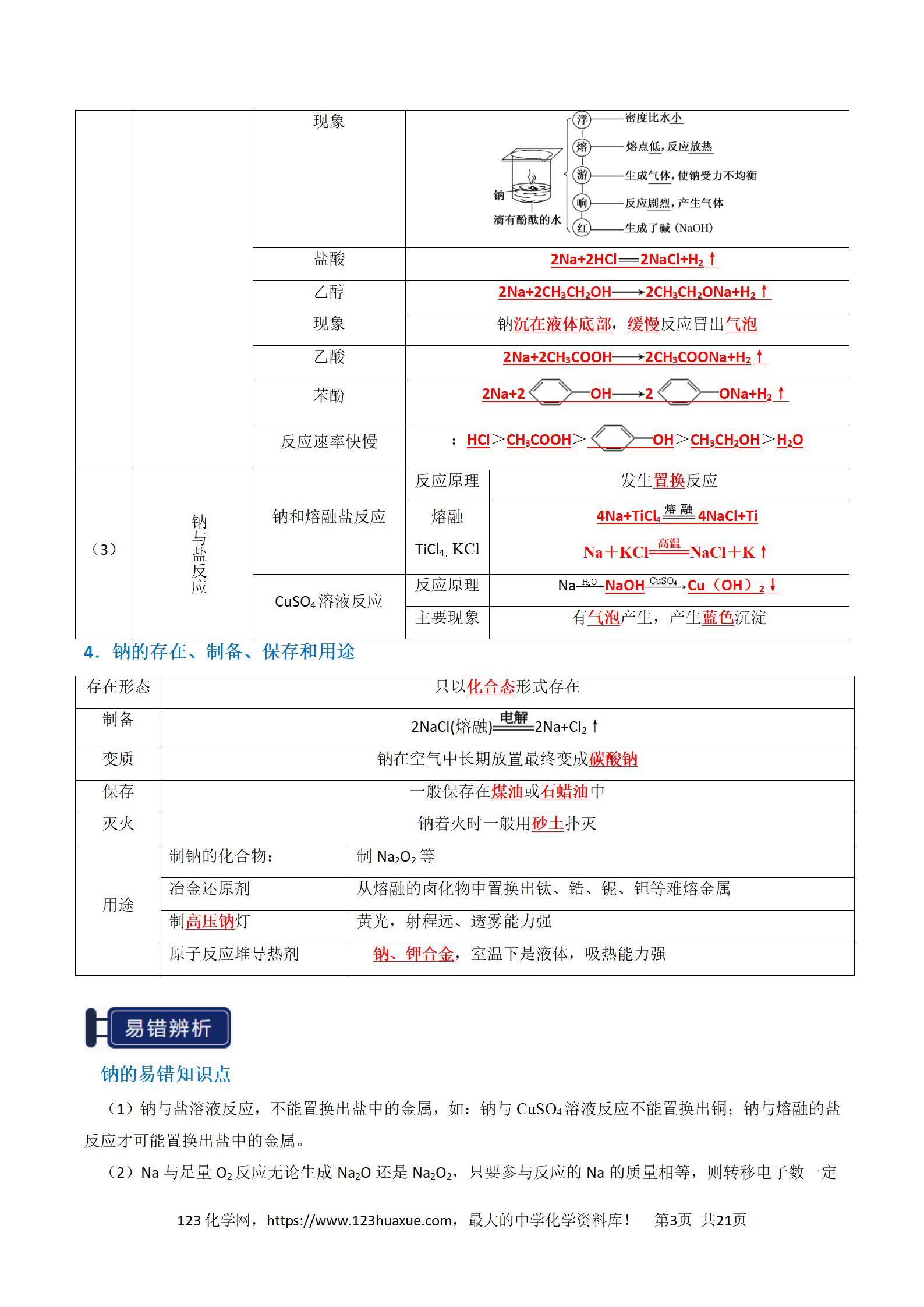 2026高考化学一轮复习学案基础知识清单05钠及其重要化合物教师版