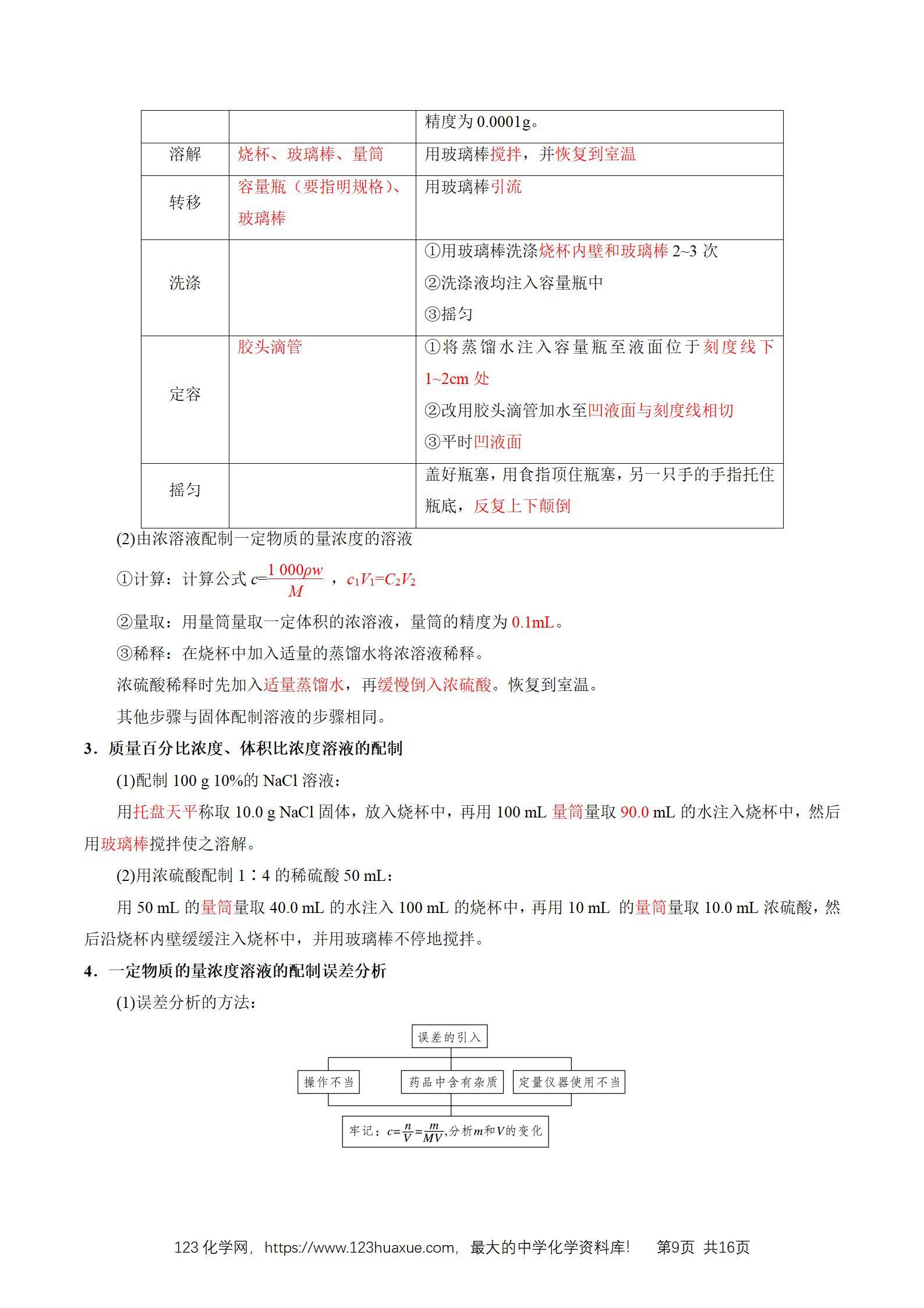2026高考化学一轮复习学案基础知识清单04物质的量教师版_09 2026高考化学一轮复习学案基础知识清单04物质的量教师版