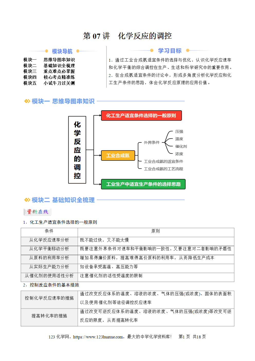湖北省孝感一中2025年高一升高二暑假化学选择性必修1《化学反应原理》先学学案第07讲 化学反应的调控解析版-1