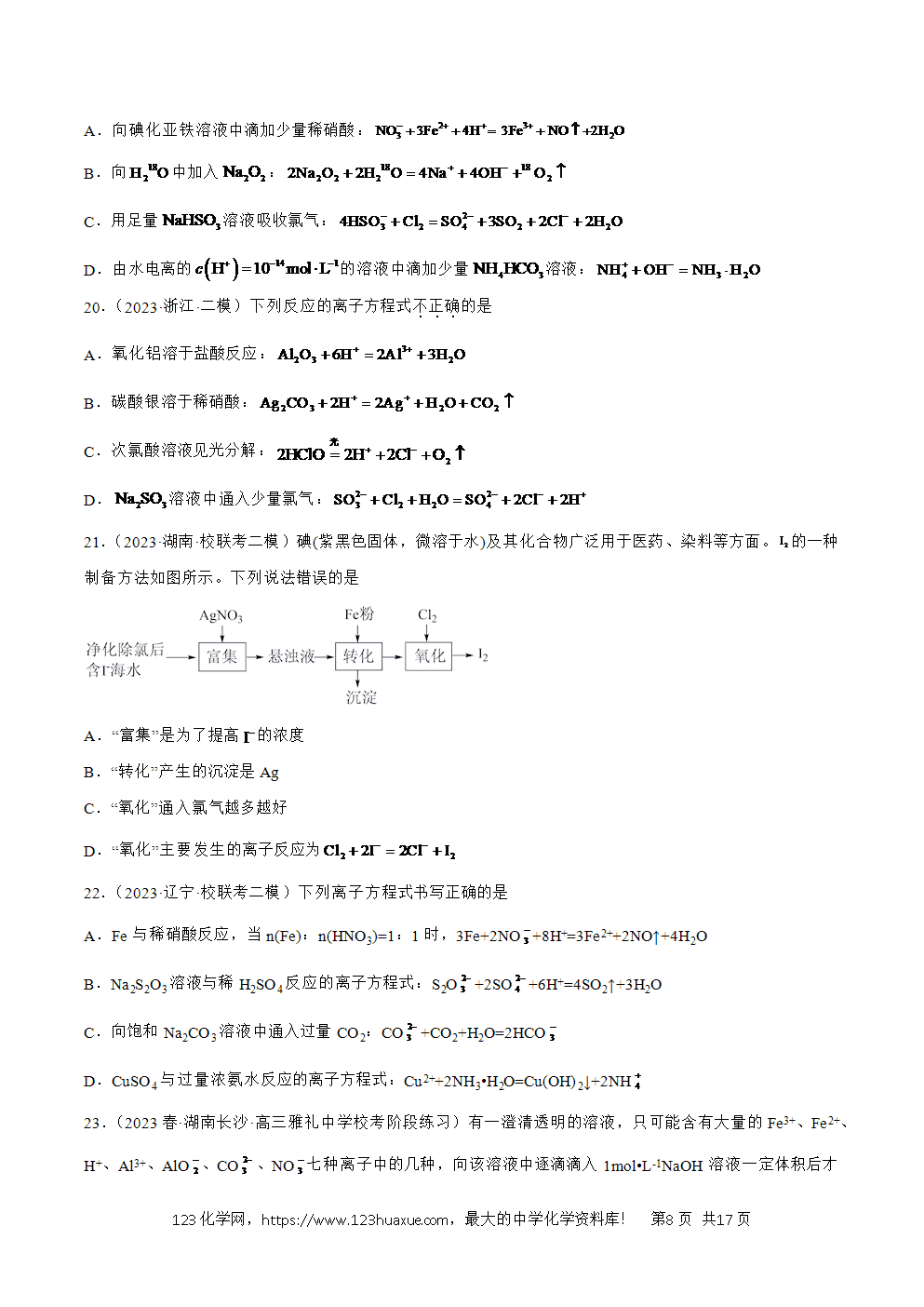 2025年暑假高二升高三新高三暑假培优学案+练习04离子反应教师版word文档含答案