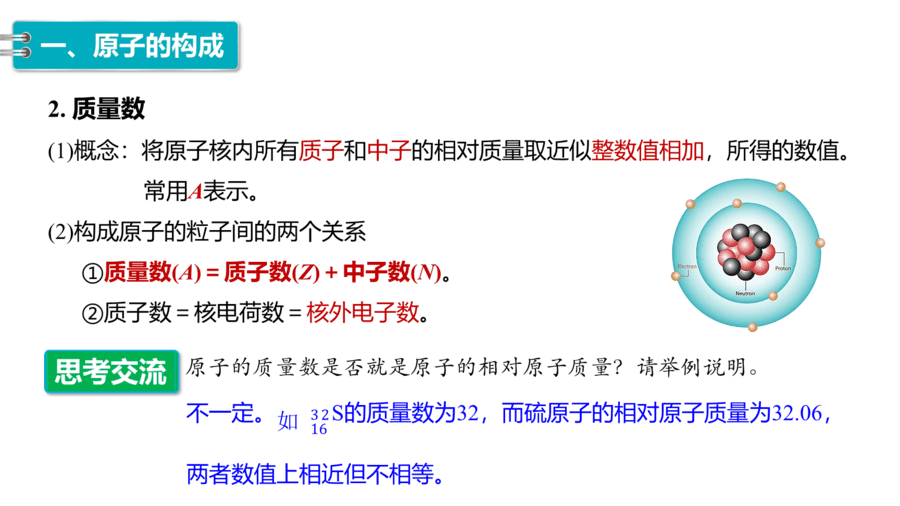 2025年秋人教版高中化学必修一第4章物质结构元素周期律第1节第1课时《原子结构》PPT教学课件