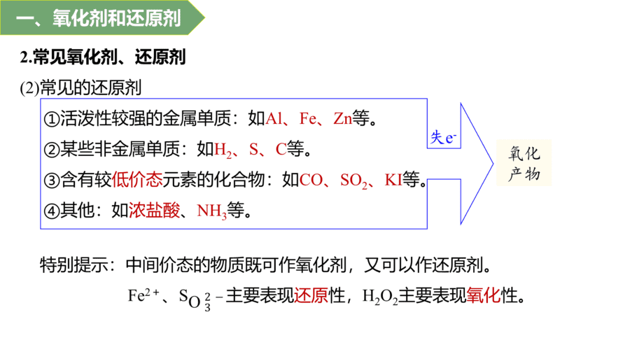 2025年秋人教版高中化学必修一第1章物质及其变化第3节第2课时《氧化剂和还原剂》PPT教学课件