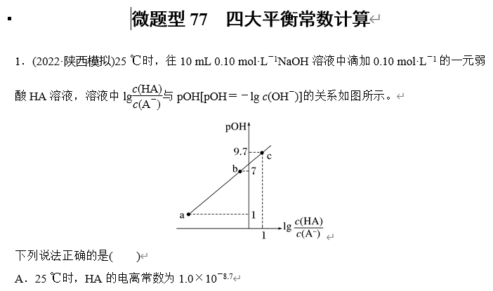 image 【微题型】2023版步步高一轮复习《加练半小时》微题型77四大平衡常数计算