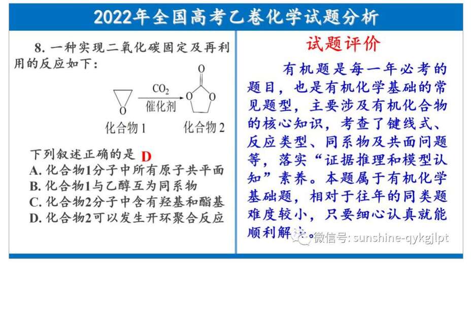 【专家讲座课件】2022年全国高考乙卷化学试题分析及教学启示共100张PPT