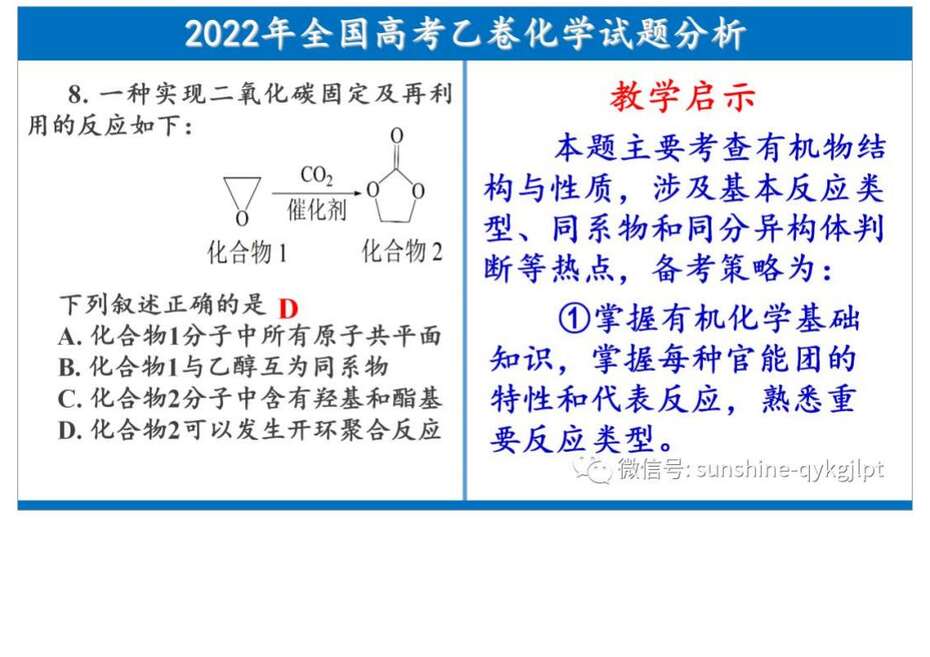 【专家讲座课件】2022年全国高考乙卷化学试题分析及教学启示共100张PPT