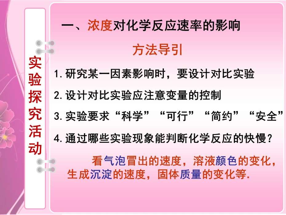 【说课】全国高中化学说课大赛课题《影响化学反应速率的因素》武汉市育才高中陈洁
