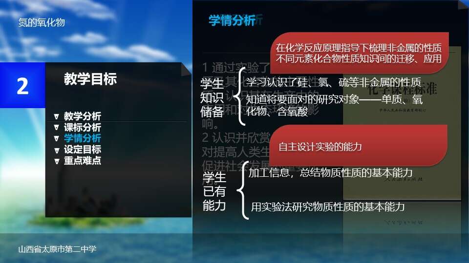 【说播课】全国高中化学说课大赛《氮的氧化物》太原市第二中学崔建芬