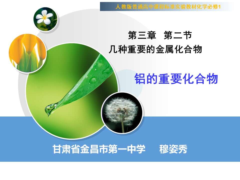 【说播课】全国高中化学说课大赛课题《铝的重要化合物》金昌市第一中学穆姿秀