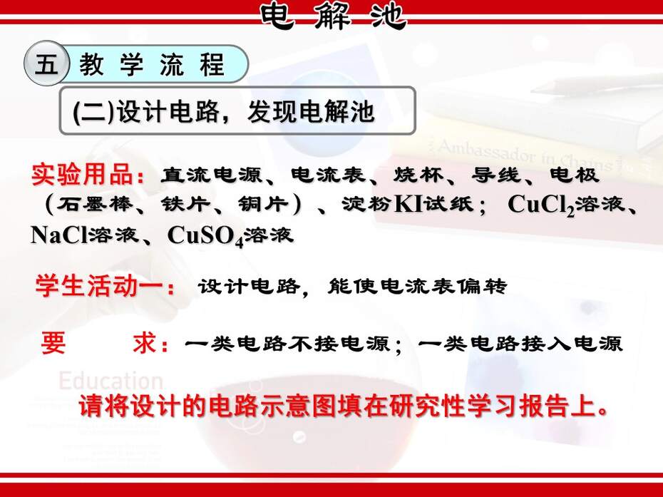 【说课稿+说播课课件】全国高中化学优质课竞赛《电解原理-电解池》湖北襄阳四中张红梅