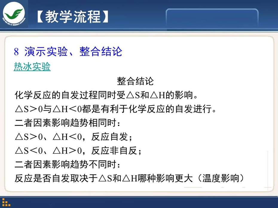 【说课稿+课件】全国高中化学优质课竞赛《化学世界中的自发过程》陈波安徽省芜湖市第十二中学