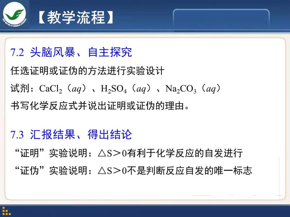 【说课稿+课件】全国高中化学优质课竞赛《化学世界中的自发过程》陈波安徽省芜湖市第十二中学