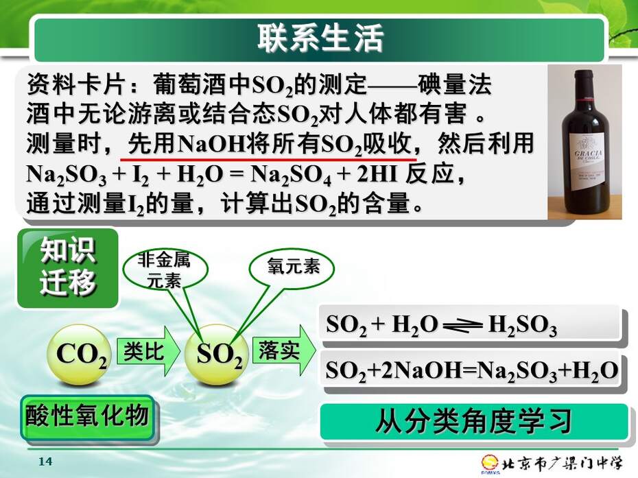 【优质课】全国高中化学说课大赛课题说播课《硫和氮的化合物-二氧化硫》北京广渠门中学李春红