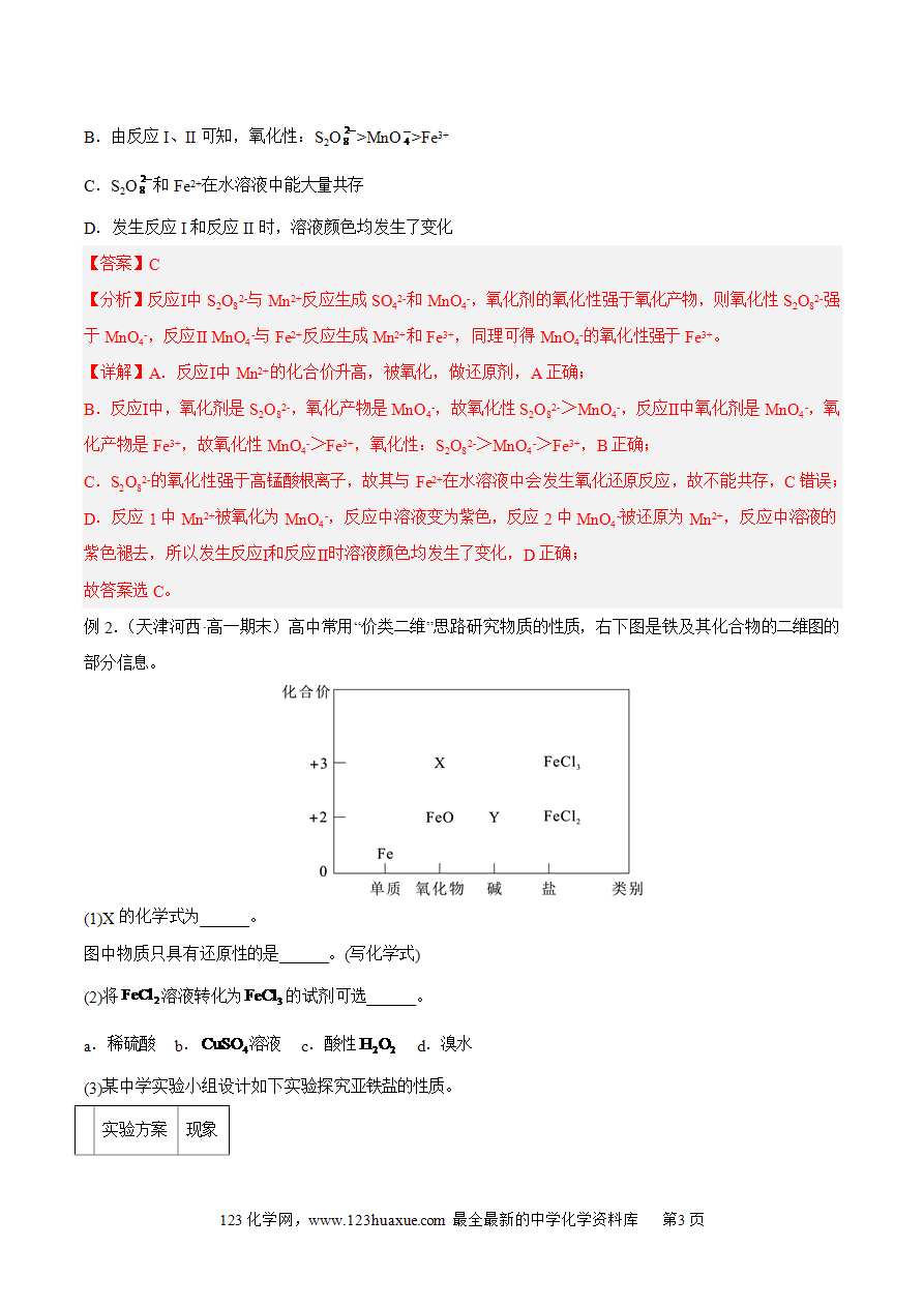 【同步练习】3.1.3 铁及其化合物复习课-2024~2025学年高一化学同步导练测（解析版）及原卷版