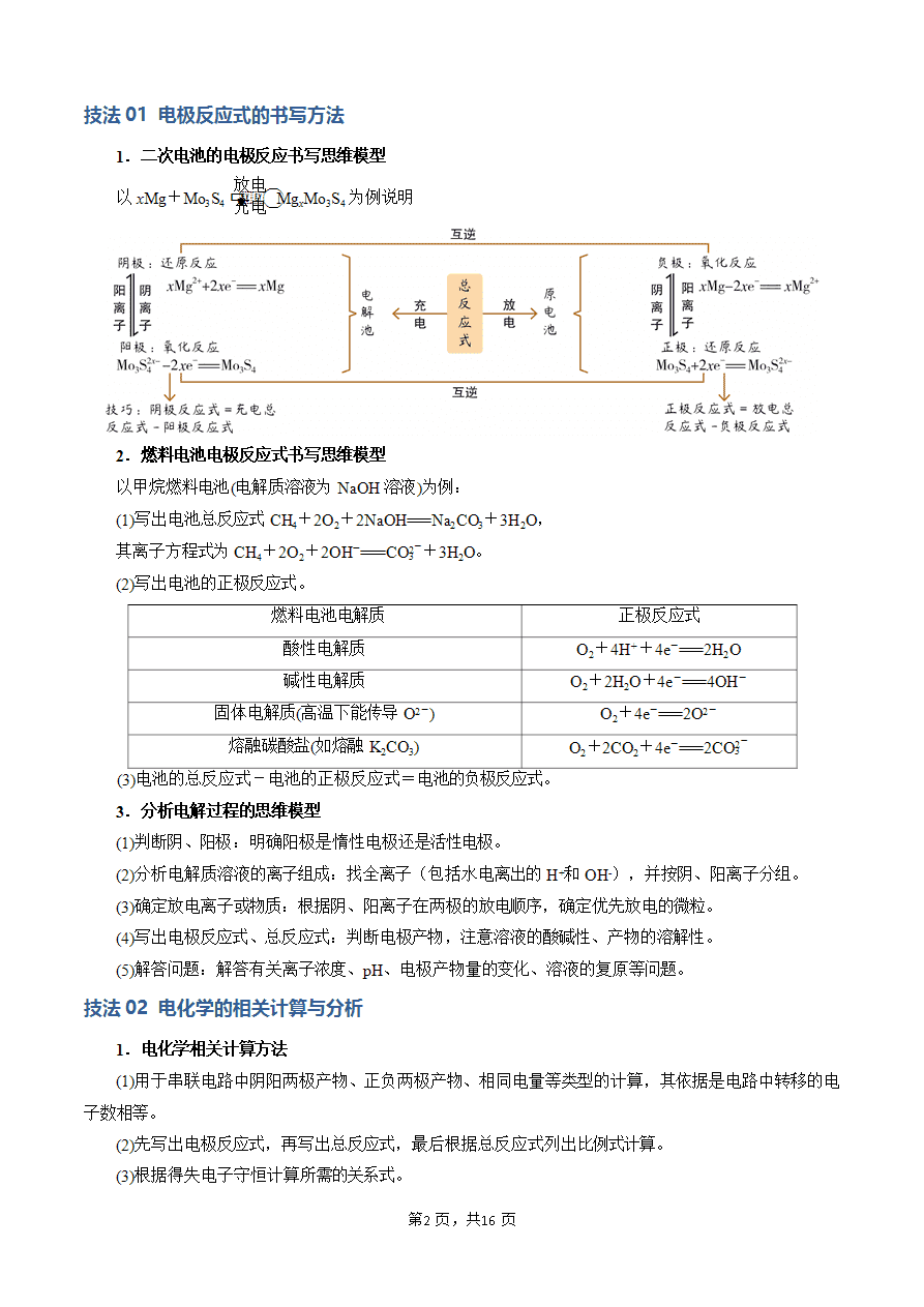 【学案】2025年高考化学答题技巧与模板构建-模板04 电极反应式的书写及相关计算(解析版)-2 【学案】2025年高考化学答题技巧与模板构建-模板04 电极反应式的书写及相关计算(解析版)